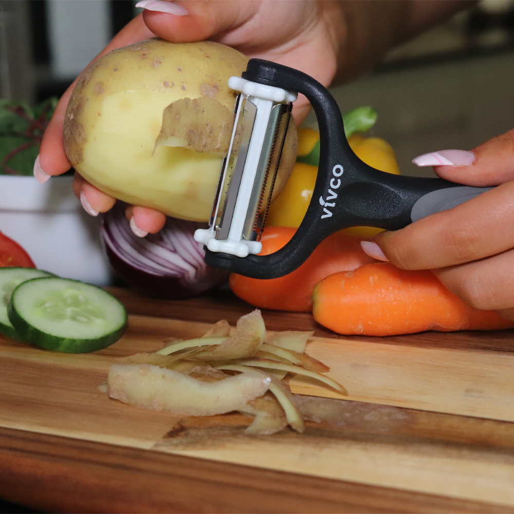 Vivco Potato Vegetable Peeler 3 in 1 Multifunction Carrot Y Shape BLACK/GREY