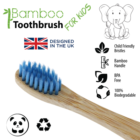 Vivco Bamboo Toothbrush Biodegradable Vegan Organic Kids Childrens Eco BLUE