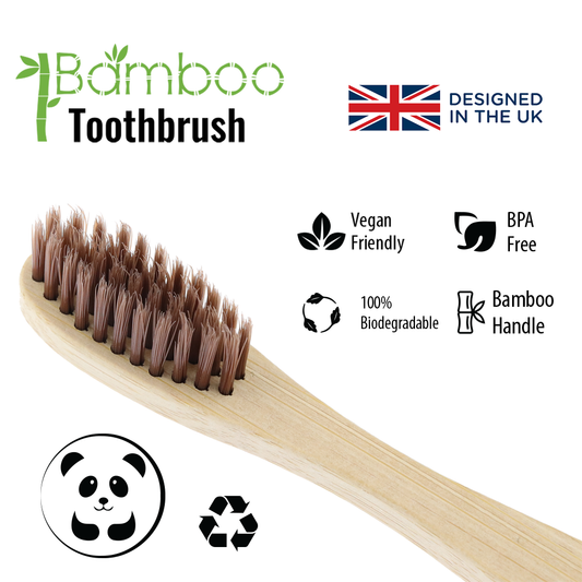 Vivco Bamboo Toothbrush Biodegradable Vegan Organic Eco BROWN SOFT