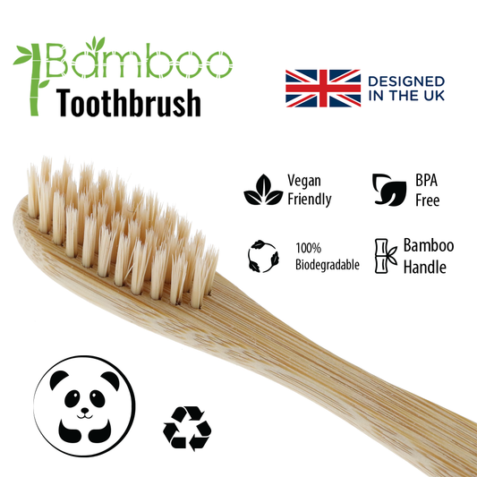 Vivco Bamboo Toothbrush Biodegradable Vegan Organic Eco KHAKI MEDIUM