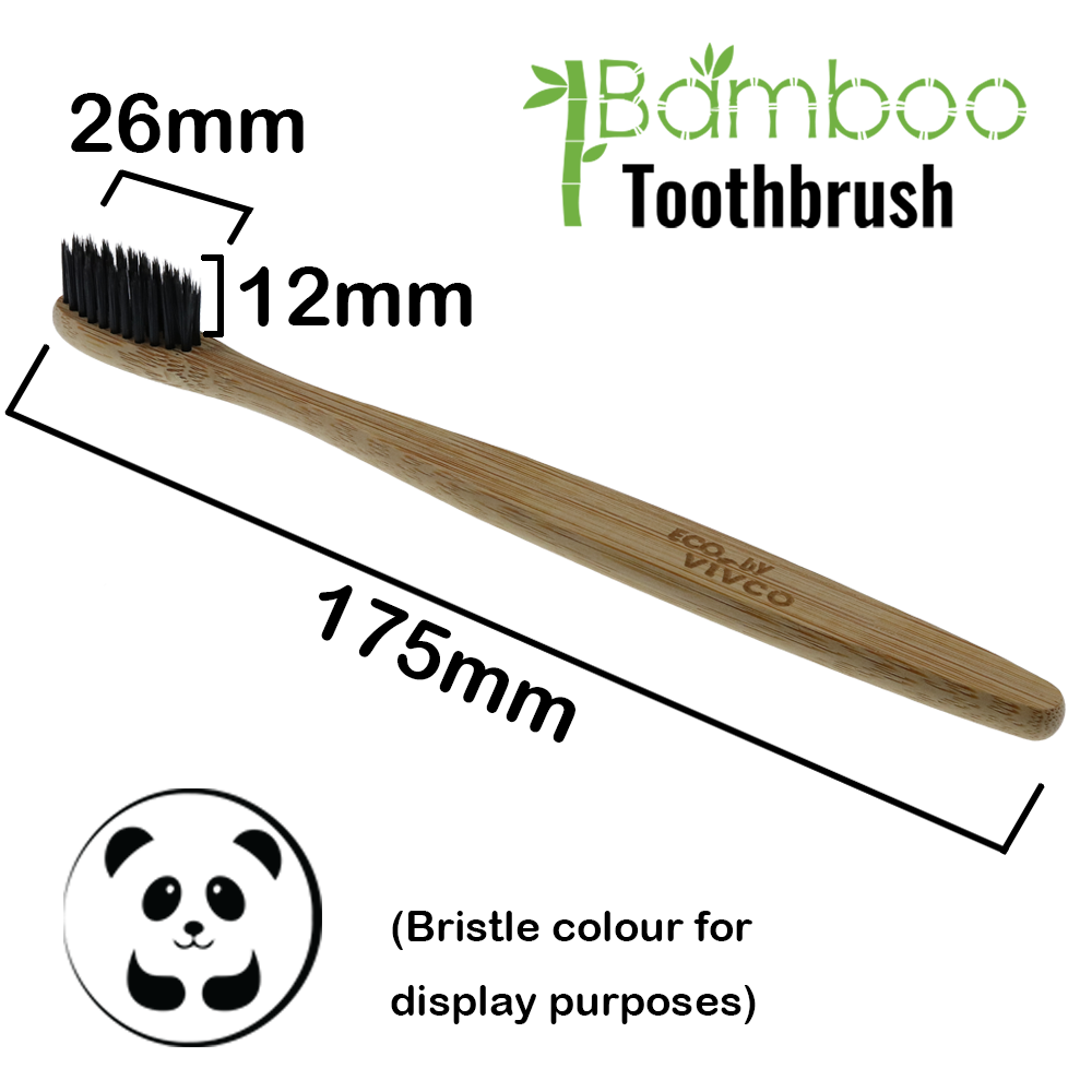 Vivco Bamboo Toothbrush Biodegradable Vegan Organic Eco KHAKI SOFT