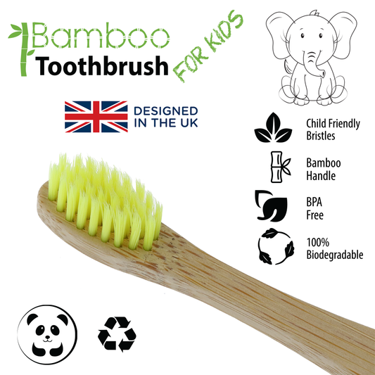 Vivco Bamboo Toothbrush Biodegradable Vegan Organic Kids Childrens Eco YELLOW
